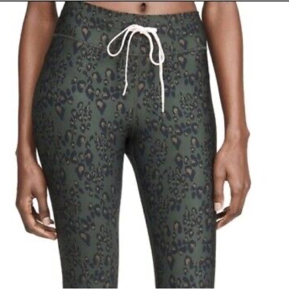 The Upside Green Leopard Print Cropped Leggings Tights Size 10 Medium